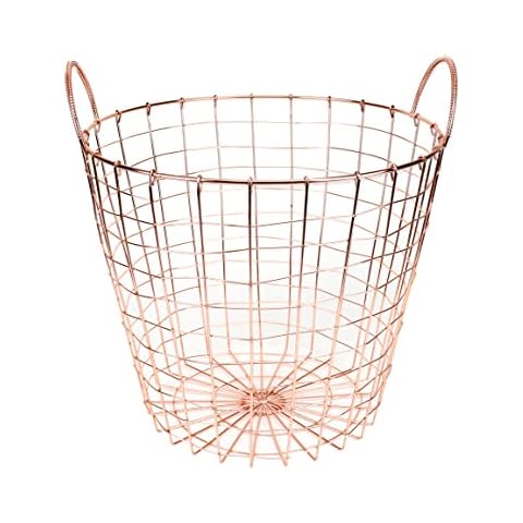Wire Storage Basket and Waste Bin - Copper Plated Metal Bin with Two Handles for Office, Bedroom, Living Room, Closet and More - by Designstyles Cover