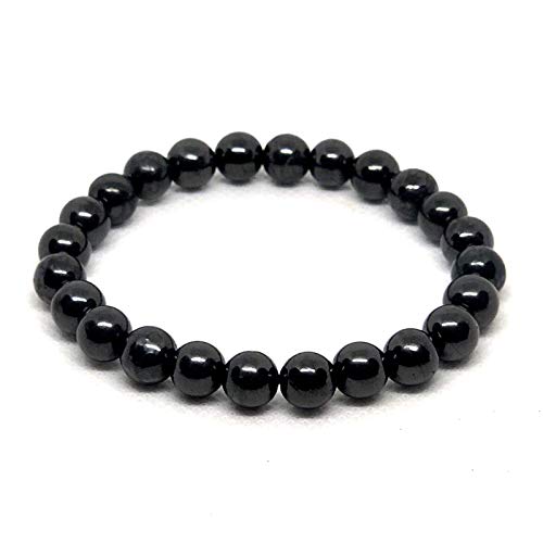 Pachamama Essentials 8 mm Authentic Shungite Bead Bracelet Stretchy From Karelia Region Russia, Against EMR, EMF Protection