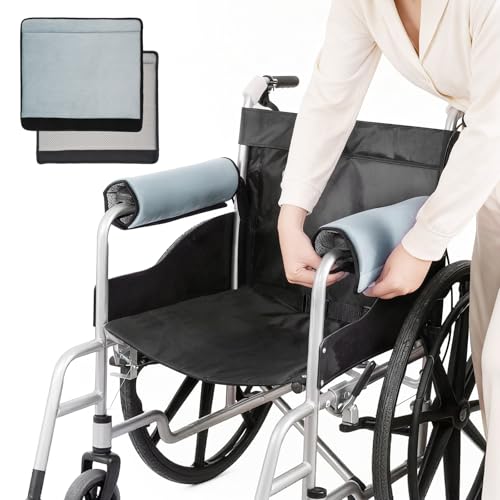 KUAZIDAR Paire de Housses d'Accoudoirs pour Fauteuil Roulant, Coussinets en Mousse à Mémoire de Forme, Rembourrage Antidérapant et Lavable pour Fauteuils...