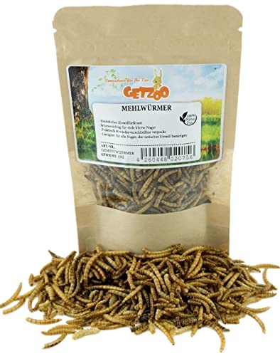 Getzoo Vermi di farina, 25 g, importante fornitore di proteine per roditori, ideale per l'allevamento, alimentazione proteica mirata, confezione richiudibile, fonte di energia ricca di grassi