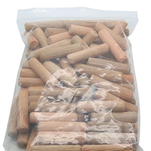 BokWin 100 Pack Wooden Dowel Pins 12mm x 50mm (Approx 1/2\" x 2\") Wood Fluted Dowels Rods Kiln Dried Fluted and Beveled, Hardwood Crafts Dowel Pegs - Thumbnail 7