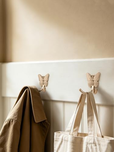 JIASENBAO 4 Pack Black Butterfly Adhesive Coat Hooks - 4