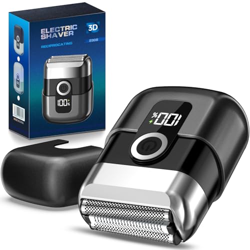 FNITAER Elektrisch Folienrasierer Herren Tragbarer USB Mini Rasierer mit LED-Display Elektrischer Foil Shaver Mini Rasierer Herren Elektrisch für Gesicht Bart und Reisen Schwarz