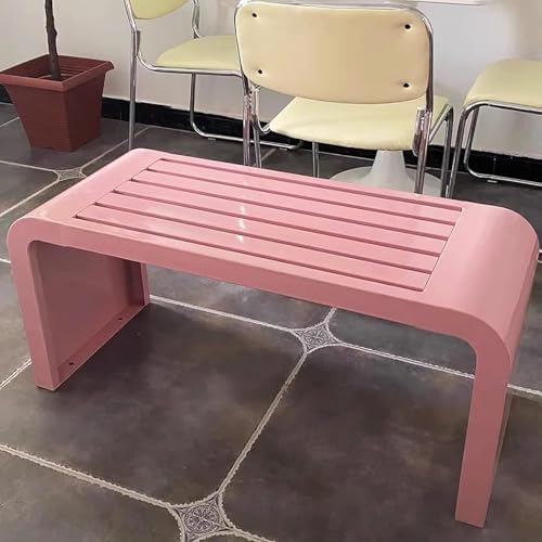 Durable Steel Frame Backless Outdoor Bench, Metal Garden Patio Seat for Park & Porch, Weather-Resistant 39.3" x 15.8" x 17.8", Elegant White Finish