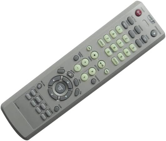 Angled view of the remote control, highlighting button details