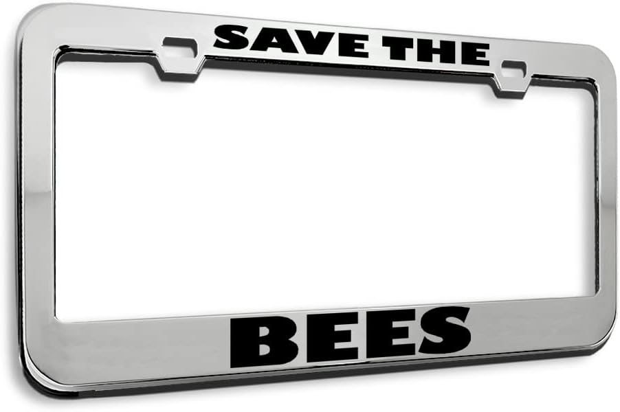 Speedy Pros Metal License Plate Frame Save The Bees Bumblebee Car Accessories Stainless Steel 2 Holes 1 Frame