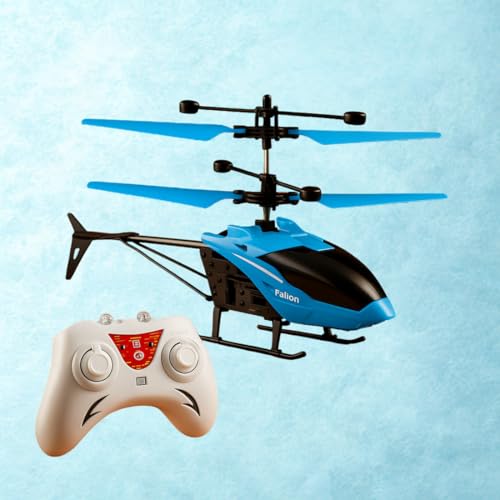 Image of Remote Control Helicopter Toy for Kids Gravity Sensing with, Rechargeable Battery, LED Lights Indoor Toy for Ages 6+ Birthday Gift Chirstmas Gift, (Pack of 1) (Blue)