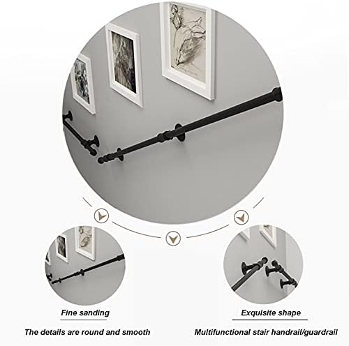 Iron Water Pipe Stair Brackets Kit - Wall Mount Handrail for Indoor & Outdoor Stairs, 16FT/4.8M - Durable Banister Support, Stylish Industrial Design
