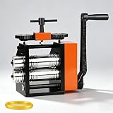Molino de laminación para hacer joyas, máquina de rodillo manual 4 en 1 de 40 mm con manivela de mano, lámina de metal y alambre para estirar y grabar texturas