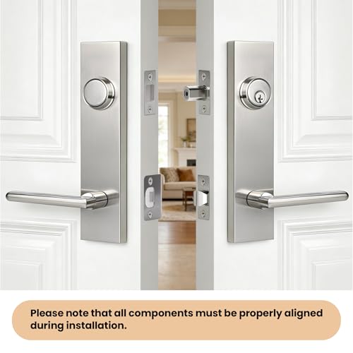 ORBIVOLTA Double Door Handle Set, Brushed Nickel Double Front Door Lock Set by ORBIVOLTA - Used condition - Image 6