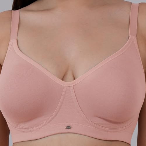 Image of SOIE Women's Cotton Spandex Non Padded Non Wired Full Coverage Encircled T-Shirt Bra with Adjustable Straps & U-Back - Everyday Comfort Fit