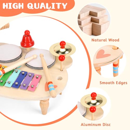 LZDMY Juguetes Instrumentos Musicales Infantiles, Juguetes Montesorri Madera de Tambores, Regalos Niños Niñas 3 4 5 6 Años para Navidad Cumpleaños Reyes Magos