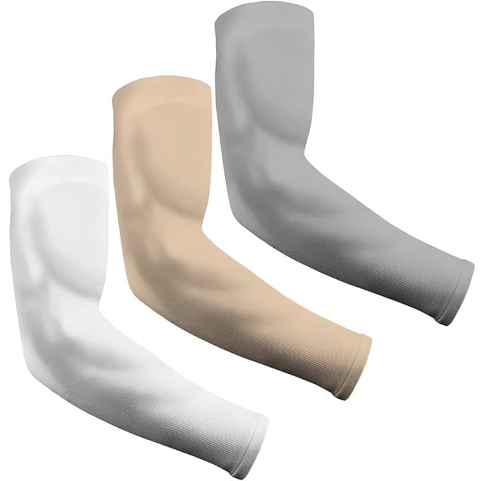 Image of INNERSTYLE Cotton Full Arm Sleeves Men Women for Summer UV Tan Protection Hand Shocks for Boys Hand Cover Arm Sleeve for Bike Riding Cycling, Skin White Grey, Pair of 3
