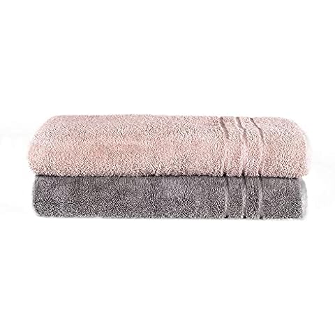 Komfortec 2er Saunatuch Set 80x200 cm aus 100% Baumwolle, XXL-Saunatücher, Sauna Handtuch, Weich, Groß Cover