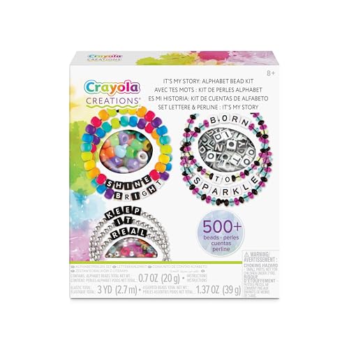 CREATIONS CRAYOLA Set Crea i Tuoi Braccialetti Alphabet Bead – It’s My Story, Attività Creativa e Regalo per Bambine, da 8 anni, 04-2968