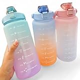 Pack de 3 Botellas Deportivas 750 ml con Pajilla, Tapa Hermética, Marcador de Tiempo y Colores Degradados - Sin BPA, A Prueba de Fugas, Perfectas para Gimnasio y Actividades al Aire Libre