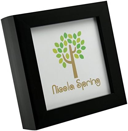 Nicola Spring 4x4 (10 x 10cm) Square Box Glass Photo Picture Frame, Standing & Hanging - Black