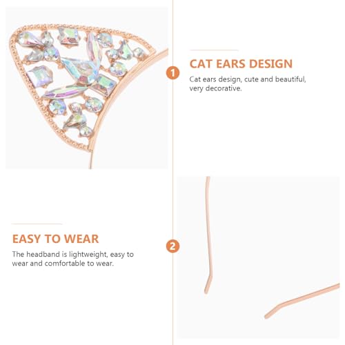 FRCOLOR Cat Ears Headband Glitter, Crystal Cat Ear Headband - Image 2