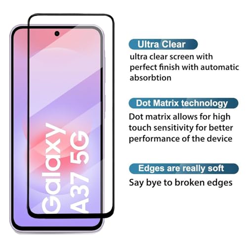 Image of HD Tempered Glass Screen Protector Compatible for Samsung Galaxy A37 5G, A57 5G with Edge to Edge coverage and Easy Installation kit