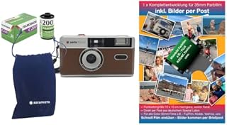 Agfa Photo Analogue 35 mm Photo Camera in Complete Set: Film + Battery + Development for Colour Photos (by Post)