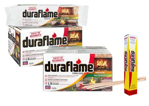 Duraflame Fast-Lighting Firelogs – 2.5lb/1.5 Hour Burn, Clean Burning, Indoor/Outdoor