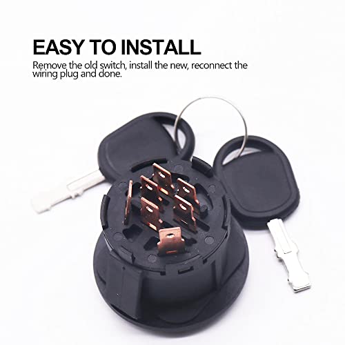 Starter Ignition Switch With Key 4-Position 7-Terminals Compatible With Husqvarna, Craftsman, Ayp, For Cubcadet, Sears, Poulan Pro Lawn Riding Mower Rider Tractor Lawnmower Replace 532193350 193350 #TOP3