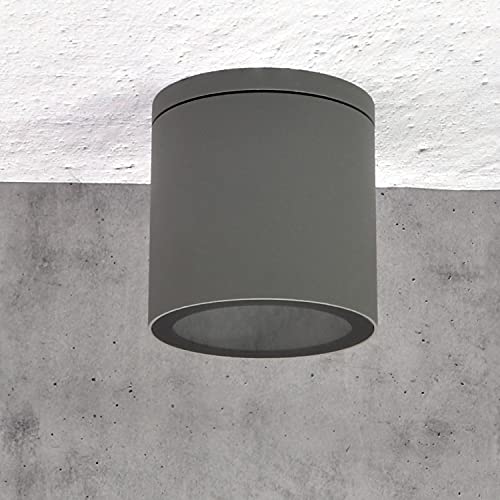 Aufbauleuchte Deckenleuchte Aufputz VENEZIA 18 (Rund, Grau) IP44 GU10 Fassung 230V Außenleuchte Strahler Deckenlampe Würfelleuchte CUBE Kronleuchter aus Aluminium Spot - ohne Leuchtmittel Cover