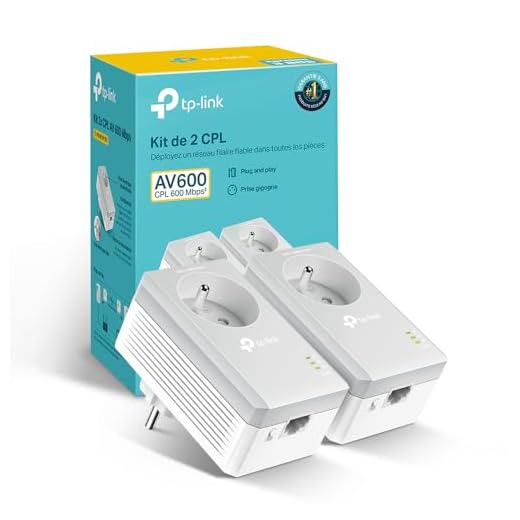 TP-Link CPL 600 Mbps avec Prise Intégrée et Ports Ethernet, Prise CPL Kit de 2, Compatible avec tous les Anciens Modèles et toutes les box internet, TL-PA4015P KIT
