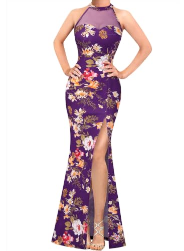 Image of VFSHOW Womens Halter Formal Prom Gala Wedding Guest Maxi Dress Evening Gown