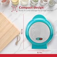 Holstein Housewares Stainless Steel 2 Section Omelet & Frittata Maker, Non Stick Coating, Easy To Clean, Indicator Lights, Compact Storage, Prepare Versatile Recipes in Minutes. 2 Portions, Teal — image 3