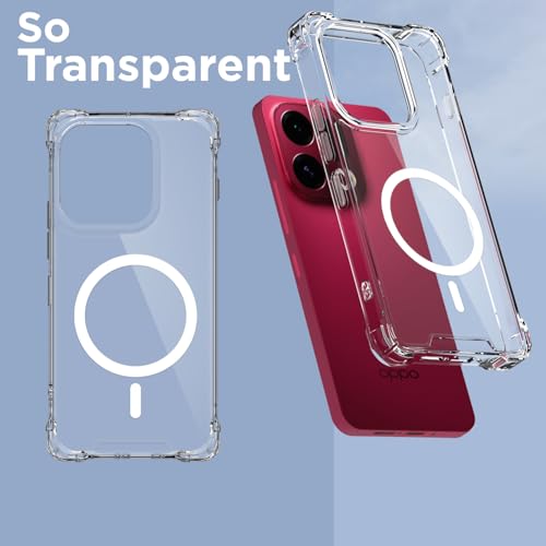 Image of Amazon Basics Back Cover for Oppo Find X9 5G Mag-Safe Shockproof PC + TPU Protective Case Magnetic Support Bumper Case (Transparent Mag-Safe)