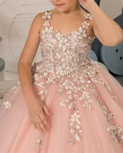 Pageant Dress Tulle Flower Girl Dresses for Wedding Flower Appliques Pageant Ball Gowns for Girls3