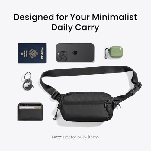 Image of tomtoc 1.5L-3.5L Sling Bag with RFID Blocking, X-Pac /Non X-Pac Minimalist Crossbody Chest Pack for Men and Women, Lightweight Water-Resistant Bag for Travel and Daily Commutes, Black, 1.5L