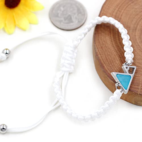 Image of Uloveido Handmade Braided Rope Bracelets with Blue Triangle Mountain Mustard Seed Charm Unisex Mountain Bracelet