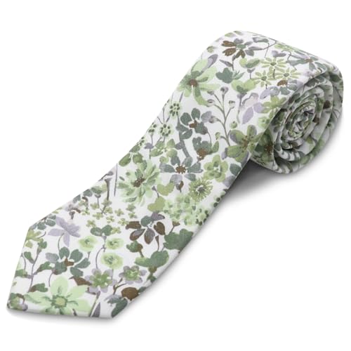Image of Cotton Floral Ties for Men 2.76 inch Men's Skinny Tie Linen Flower Printed Neck Tie for Wedding Dating Party