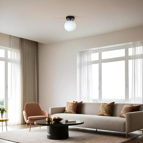 Lustre noir et blanc en métal Opviq E27 diam. 15 cm pour intérieur moderne