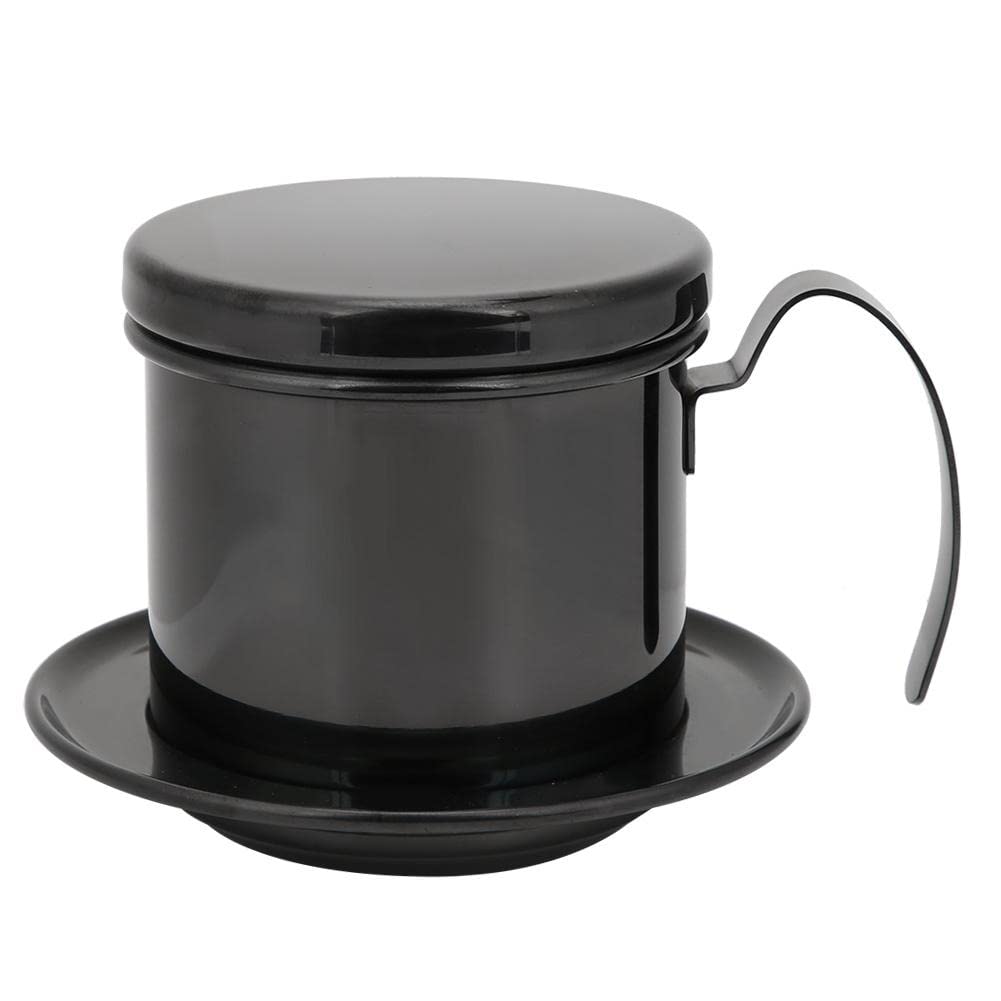 Filtro de café vietnamita,filtro de café compacto filtro de goteo de café de acero inoxidable para café hecho a mano (negro brillante)