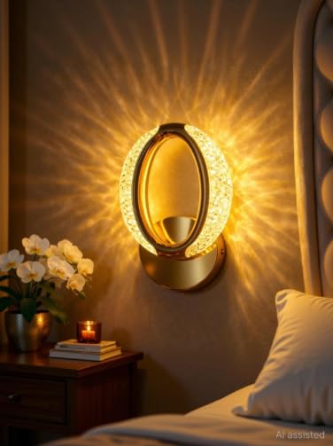 Image of Modern Crystal LED Wall Light, Decorative Indoor Wall Lamp with Warm White Lighting, Stylish Wall Mounted Light for Living Room, Bedroom, Hallway..