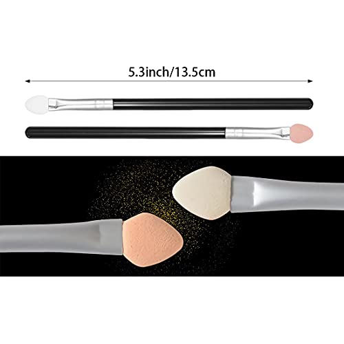 Two-Color Rubber Cotton Eye Makeup Brushes - Sponge Applicator Oval Tipped Eyeliner Brush Eyeshadow Brush Makeup Brush Tool (10 Pcs) #TOP1