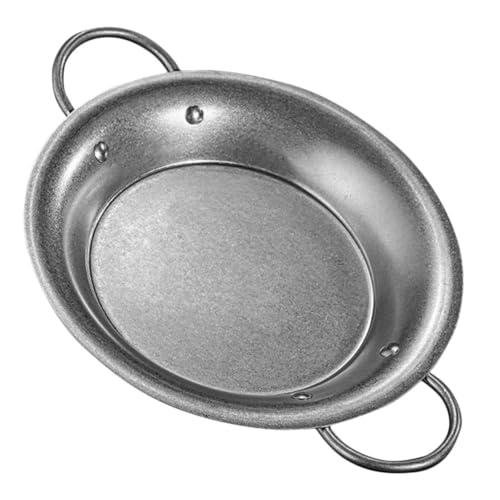 NAMOARLY Olla De Arroz Al Horno Con Mariscos Cacerolas Sartén Para Paella Paellera Inferior Paella Con Tapa Sartenes Para Servir Paella Española Acero Inoxidable Silver