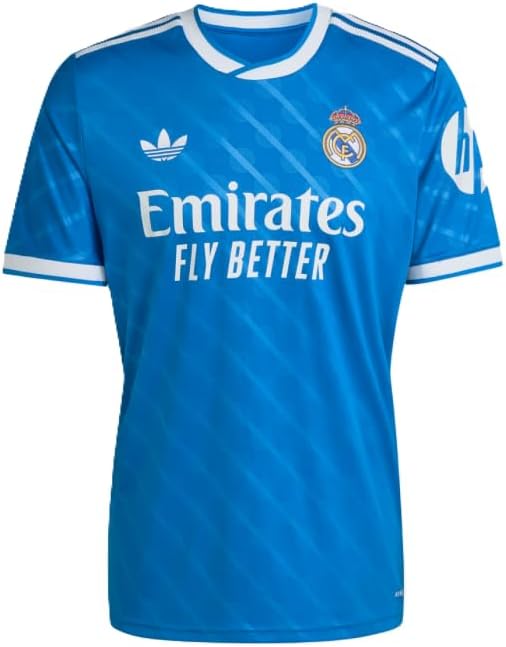 Tercera camiseta del Real Madrid 25/26 para hombre (EE. UU., Alpha, Mediana, Regular, Regular, Blue Bird)