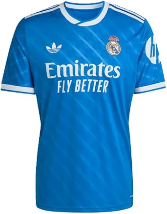 adidas Real Madrid 25/26 Mens Third Jersey US, Alpha, Medium, Regular, Regular, Blue Bird