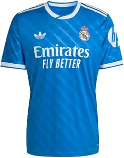 adidas Real Madrid 25/26 Men's Third Jersey (US, Alpha, Medium, Regular, Regular, Blue Bird)