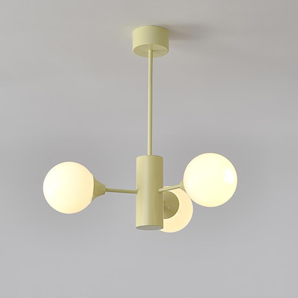 Lustre moderne en métal de qualité supérieure et finitions crème et vert pour intérieur chic