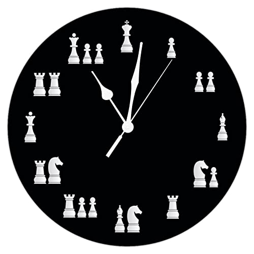 Digital Wall Clock Chess Pieces PVC Clock 12x12 inch Silent Non-Ticking Decorative for Home Kitchen Bathroom Bedroom Living Room