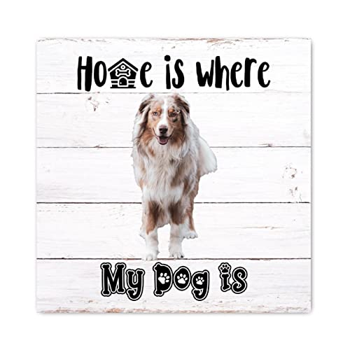 Panneau mural en bois Home Is Where My Dog Is chic