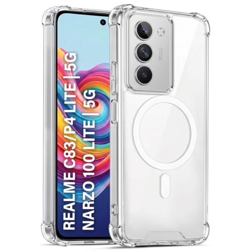 Image of TRUEUPGRADE Bumper Magsafe Back Cover | Mag-Safe Printed Transparent Case | Hard PC Back + Soft TPU Bumper | Crystal Clear (Realme C83 5G /Narzo 100 Lite /P4 Lite)