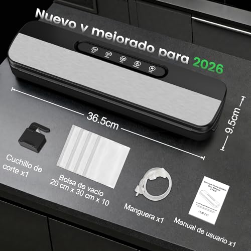 Envasadora al Vacío, 7 en 1 Envasadora al Vacio Domestica, Para Seco/Húmedo/Conservas, con 10 Bolsas de Vacío, Cortador y Manguera de Extracción - imagen 3