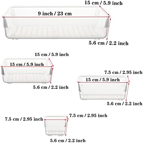 MANCHAP 24 PCS 4 Sizes Desk Drawer Organizers, Clear Plastic Drawer Organiser, Stackable Drawer Organiser Trays with Air Holes for Makeup, Kitchen Utensils, Office Supplies