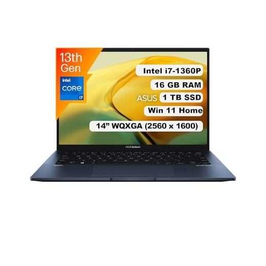 ASUS Zenbook 14 Laptop, 14” WQXGA Display, Intel Core i7-1360P CPU, Intel Iris Xe Graphics, 16GB RAM, 1TB PCIe SSD, Windows 11 Home, Ponder Blue, UX3402VA-DS74